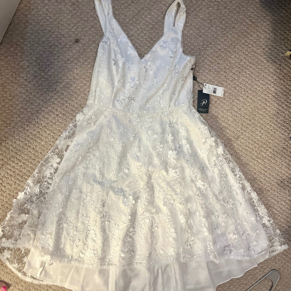 White Lace and Sequin Cocktail Dress